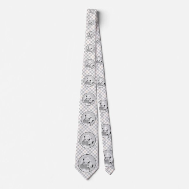 Dogo Argentino Painting - Original Dog Art Neck Tie (Front)