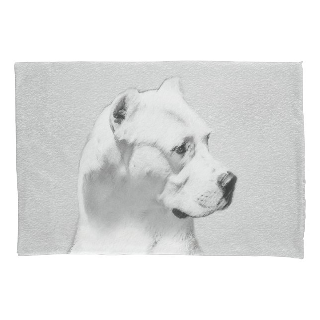 Dogo Argentino Painting - Original Dog Art Pillow Case (Front)