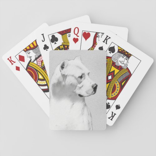 Dogo Argentino Painting _ Original Dog Art Playing Cards