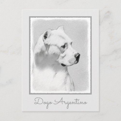 Dogo Argentino Painting _ Original Dog Art Postcard