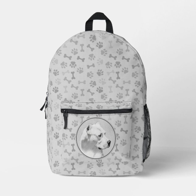 Dogo Argentino Painting - Original Dog Art Printed Backpack (Front)