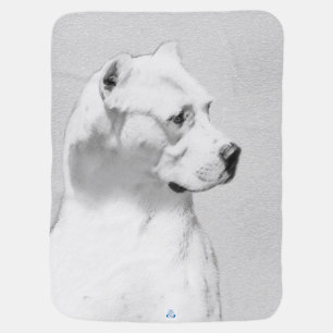 Dogo Argentino Painting - Original Dog Art Receiving Blanket