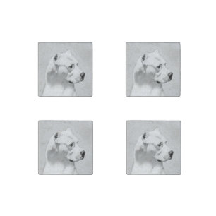Dogo Argentino Painting - Original Dog Art Stone Magnet