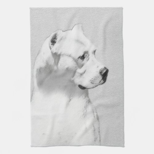 Dogo Argentino Painting _ Original Dog Art Towel