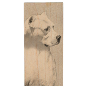 Dogo Argentino Painting - Original Dog Art Wood Flash Drive