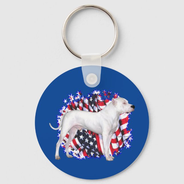 Dogo Argentino Patriot Keychain (Front)