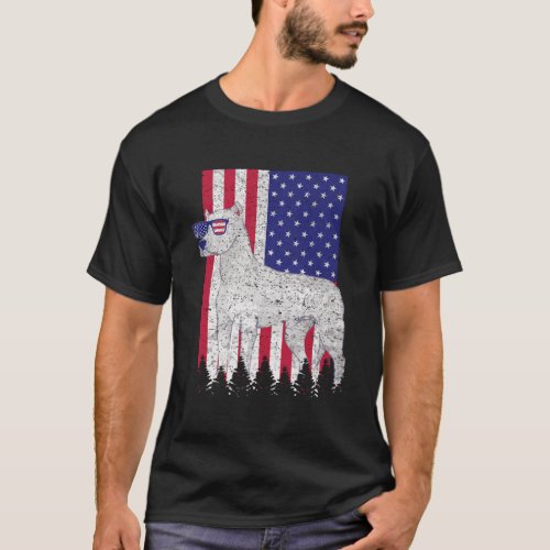 Dogo Argentino Patriotic Dog Usa Pride American Fl T_Shirt