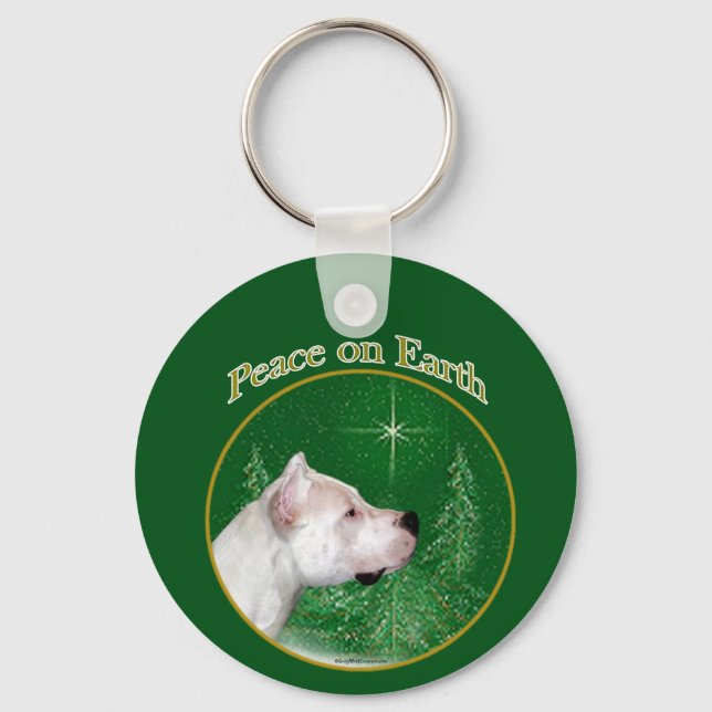 Dogo Argentino Peace Keychain (Front)
