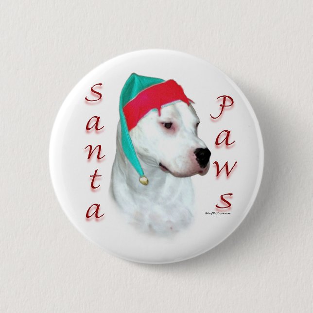 Dogo Argentino Santa Paws Button (Front)