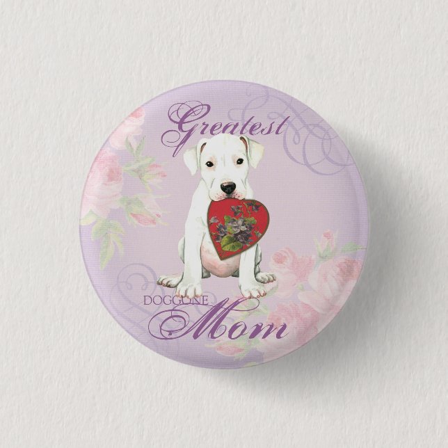 Dogo Heart Mom Pinback Button (Front)
