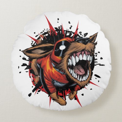 Dogpool Lunging Forward Round Pillow