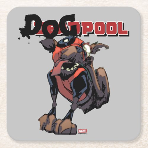 Dogpool Scratching Ear Square Paper Coaster