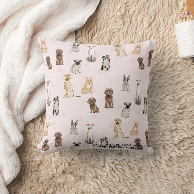 DogPuppy breed watercolor dogs Throw Pillow