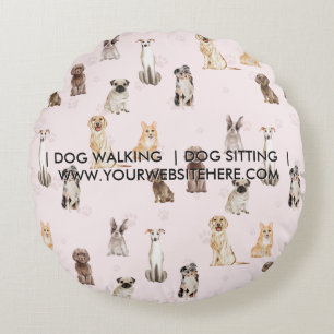DogPuppy watercolor dogs gift for mom Round Pillow