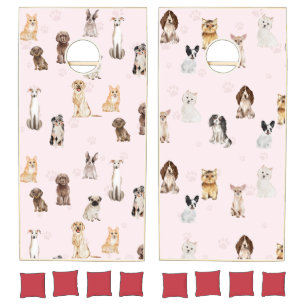 DogPuppy watercolor dogs RANDOM Cornhole Set