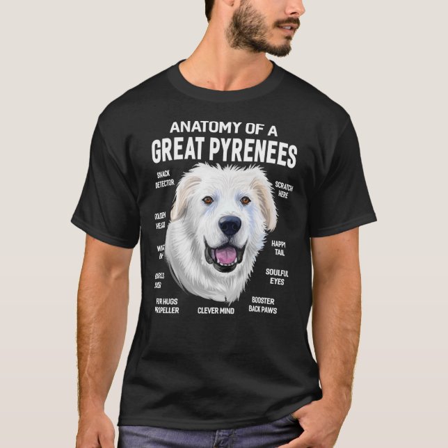 Dogs 365 Anatomy of a Great Pyrenees Dog Funny Gif T-Shirt (Front)