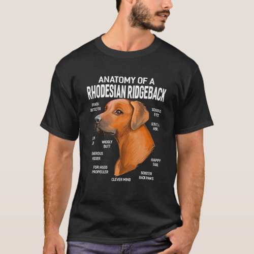 Dogs 365 Anatomy Of A Rhodesian Ridgeback Dog Funn T_Shirt