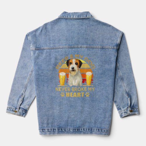 Dogs 365 Beer  Russellterrier Dog Never Broke My Denim Jacket