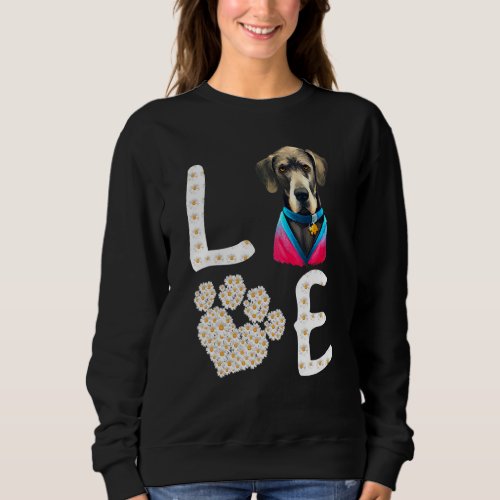 Dogs 365 Love GreatDane Dog Paw Pet Rescue Sweatshirt