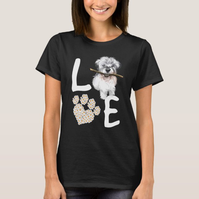 Dogs 365 Love Miniature Schnauzer Dog Paw Pet Resc T-Shirt (Front)