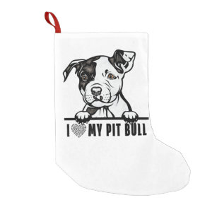 Dogs 365 Pit Bull Dog - I Love My Pet Cute PitBull Small Christmas Stocking