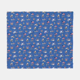 DOGS 4 DEMOCRACY Patriotic Blue Fleece Blanket