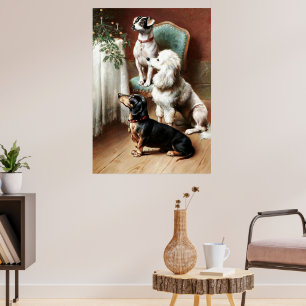 Dogs - A Christmas Treat, artwork by Carl Reichert Poster
