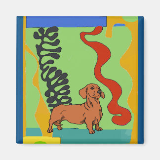 Dogs, Abstract Dachshund, add text Magnet