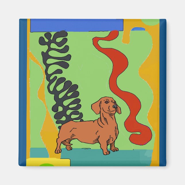 Dogs, Abstract Dachshund, add text Magnet (Front)