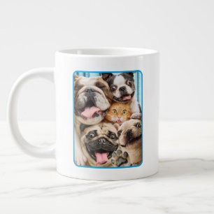 Dogs and a Cat Group Photo Giant Coffee Mug