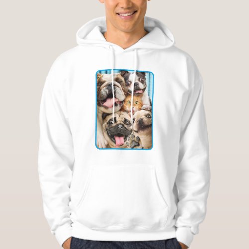 Dogs and a Cat Group Photo Hoodie