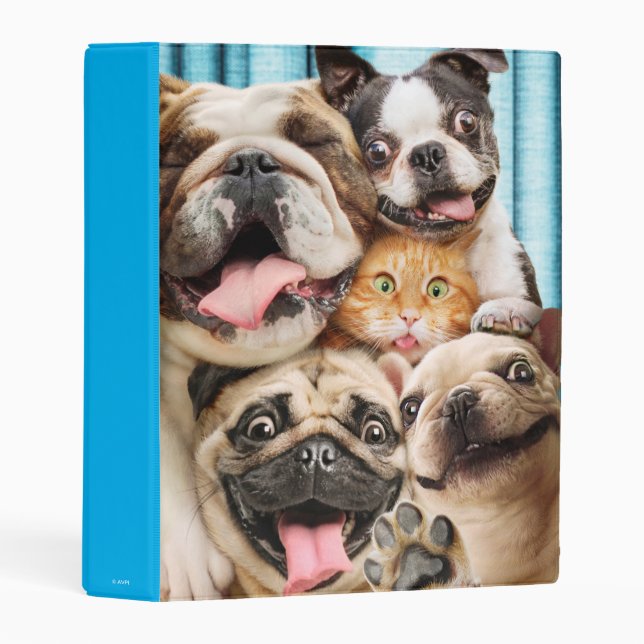 Dogs and a Cat Group Photo Mini Binder (Front/Spine)