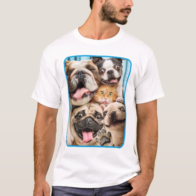 Dogs and a Cat Group Photo T-Shirt (Front)