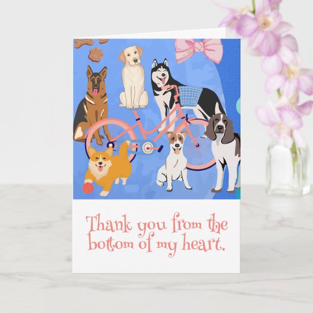 Dogs and Bikes Puppies Pink Bicycle Custom Card (Orchid)