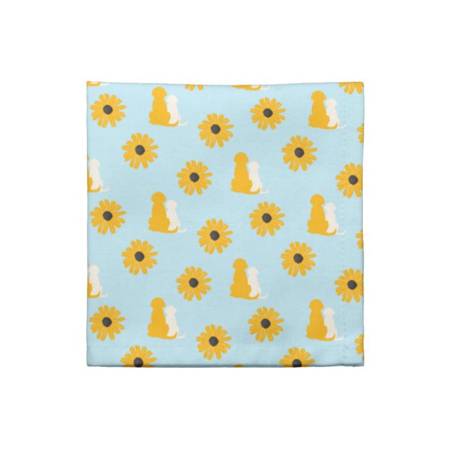 Dogs and Black Eyed Susans Cloth Napkins (Quarter Fold)