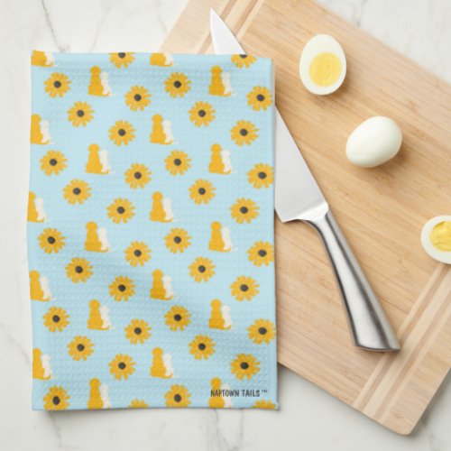 Dogs and Black Eyed Susans Dish Towel