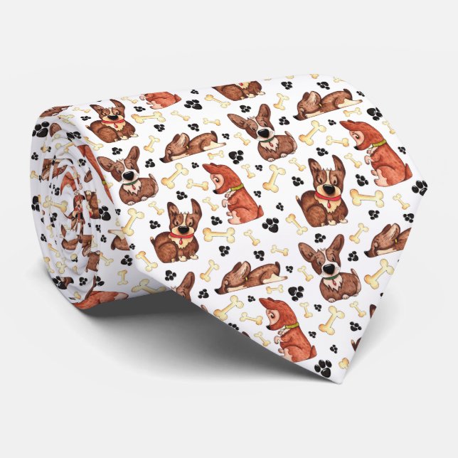 Dogs and Bones Fun Men's Neck Tie (Rolled)