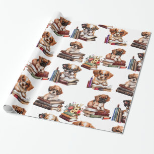 Dogs And Books Lovers Wrapping Paper
