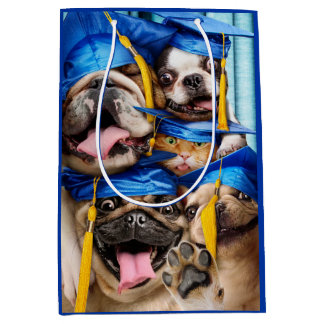 Dogs and Cat Grads in Photo Booth Medium Gift Bag