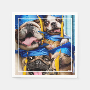 Dogs and Cat Grads in Photo Booth Napkins