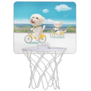 Dogs and Cats Biking by the Sea Mini Basketball Hoop
