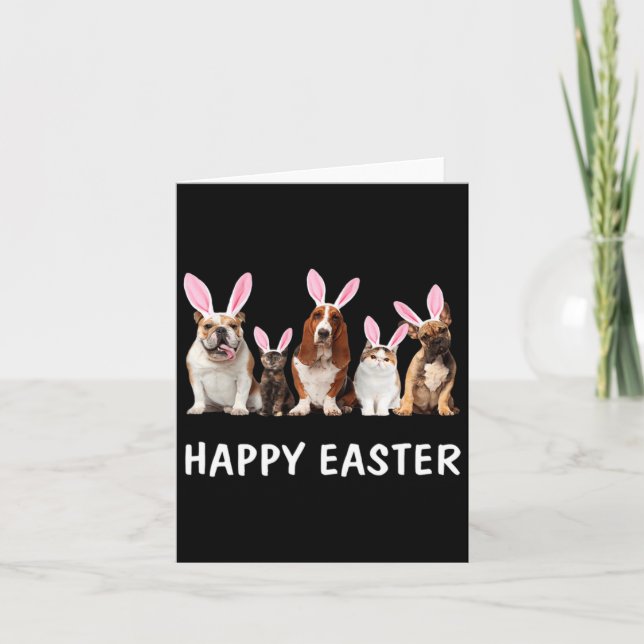 Dogs and cats happy easter funny gift for womens g card (Front)