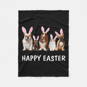 Dogs and cats happy easter funny gift for womens g fleece blanket