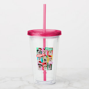 Dogs and Cats with Santa Beard Acrylic Tumbler