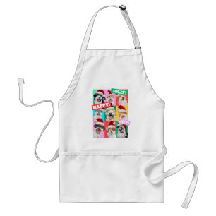 Dogs and Cats with Santa Beard Adult Apron