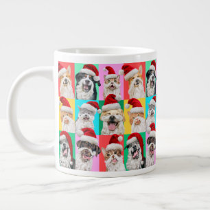 Dogs and Cats with Santa Beard Giant Coffee Mug