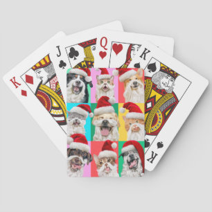 Dogs and Cats with Santa Beard Poker Cards