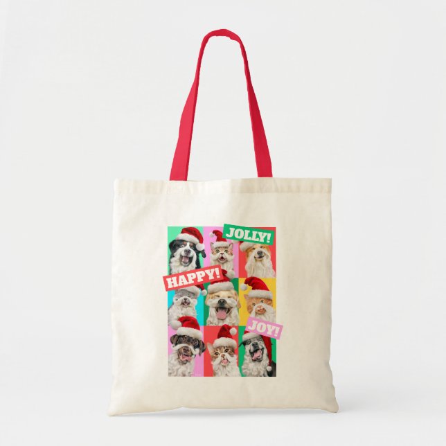 Dogs and Cats with Santa Beard Tote Bag (Front)