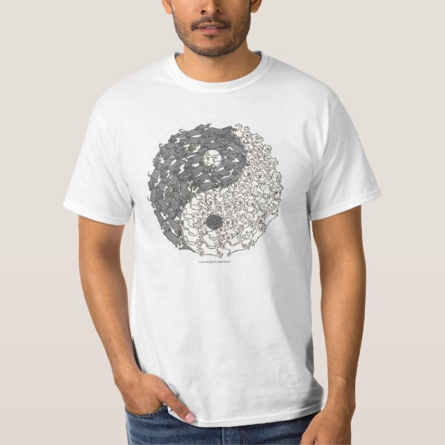 Dogs And Cats Yin Yang Zen T-shirt (Front)