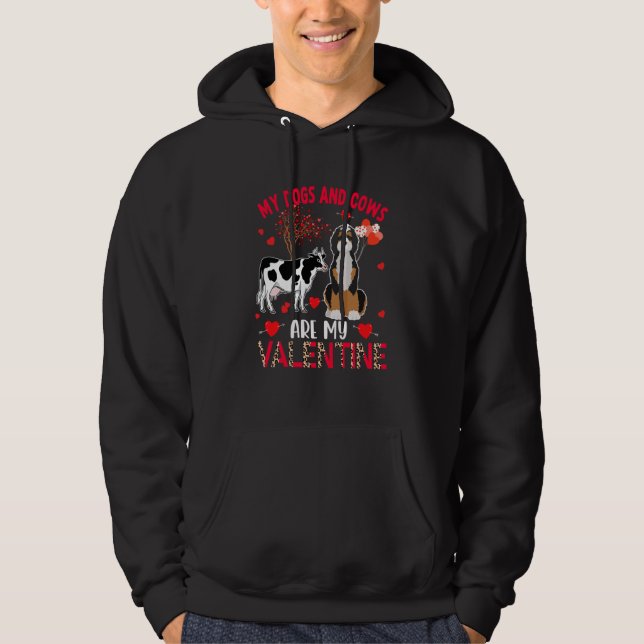Dogs And Cows Are My Valentine Bernedoodle With Co Hoodie (Front)